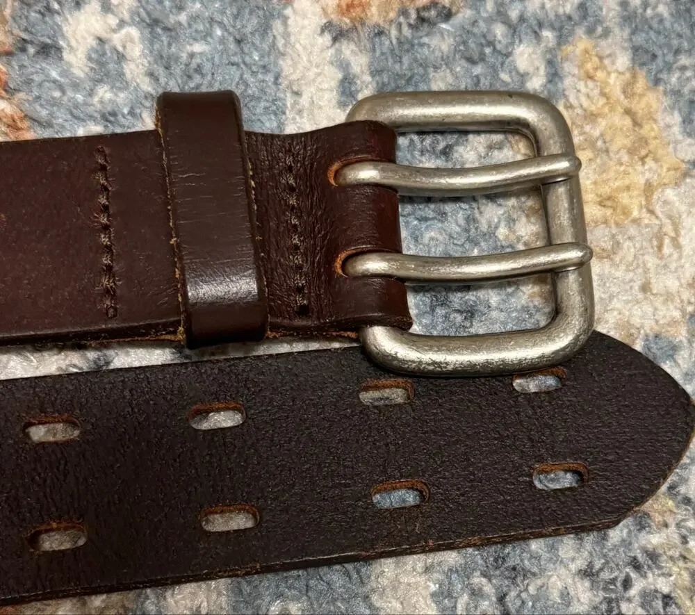 J.Crew Brown Leather Double-Prong Belt | size 36